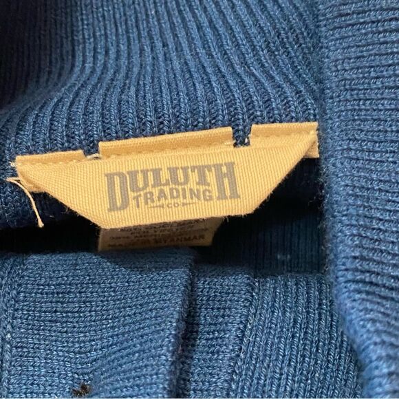 Duluth Trading Co. Merino Wool Blend Pullover Blue Sweater Men's Size Large - Picture 5 of 14